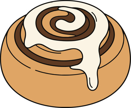 Freshly baked cinnamon roll topped with creamy vanilla glaze and a rich cinnamon swirl