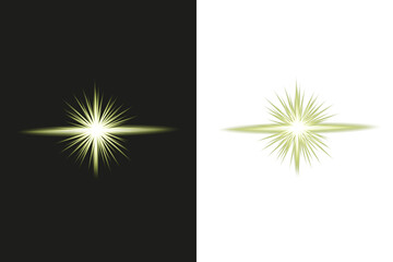 Fototapeta premium Abstract Green Horizontal Light Burst and Radiating Starburst Effect, Transparent Background