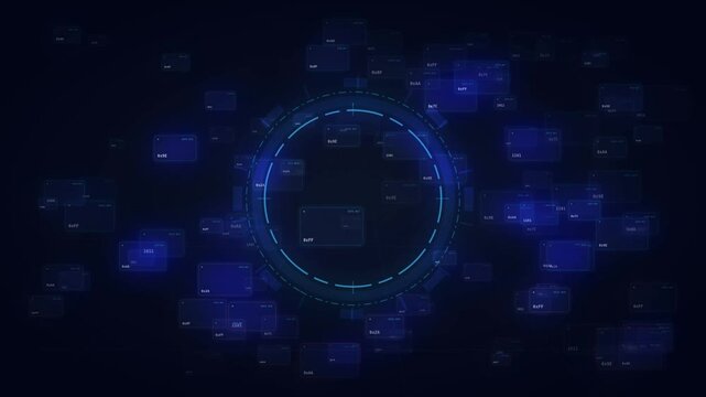 Abstract Futuristic Digital Countdown HUD Interface Background with Glowing Blue Data Elements