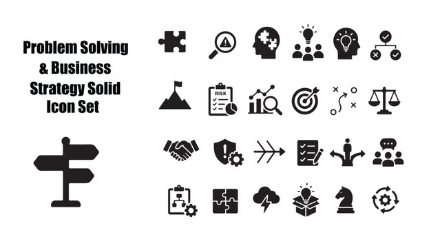 Problem Solving & Business Strategy Solid Icon Set
