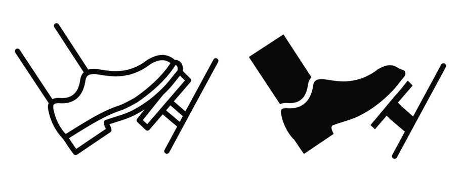 Two icons of a foot pressing a car pedal