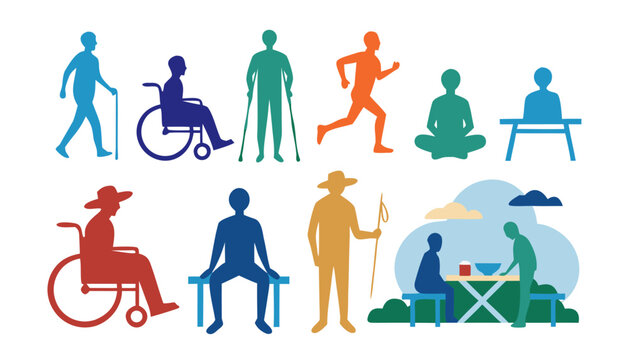 Collection of diverse people with different abilities, lifestyles and activities, representing inclusivity and human diversity