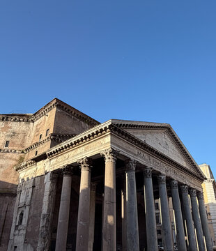 Pantheon Rome Morning Light Corinthian Columns Italy