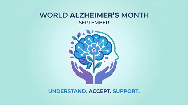 World Alzheimer's Month September Banner Concept with Brain Illustration
