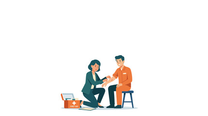 Fototapeta premium Doctor applying medical bandage.