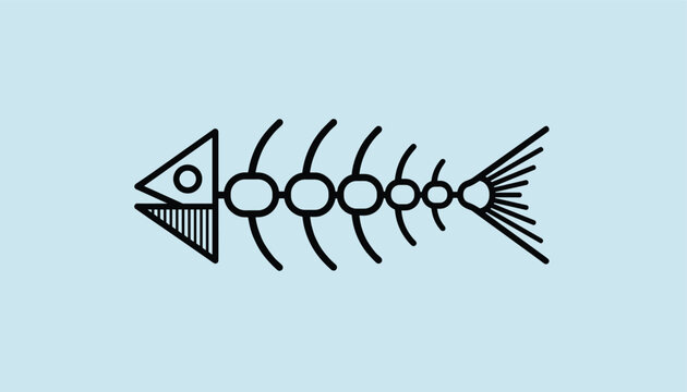 Fish skeleton skeleton line icon representing dead fish marine pollution archeological fossils and seafood themes.