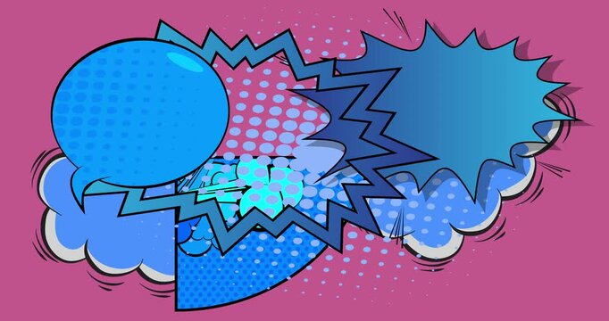 Cartoon background animation, comic book backdrop video. Retro comics pop art design.