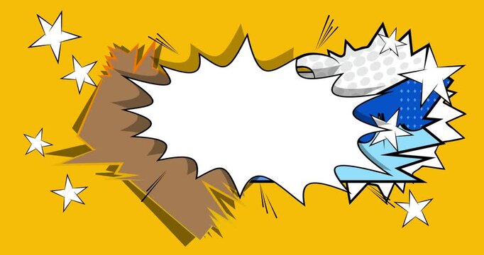 Cartoon background animation, comic book backdrop video. Retro comics pop art design.