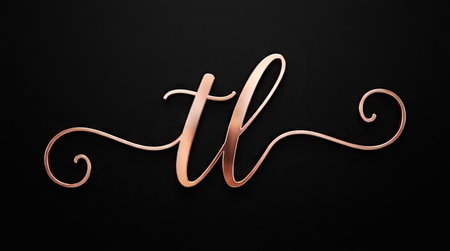 Copper script th calligraphy logo on dark background.