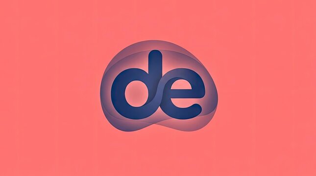 Fluid blue de logo on coral pink background.