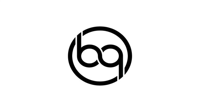 Minimalist circular bq letters monogram logo design.
