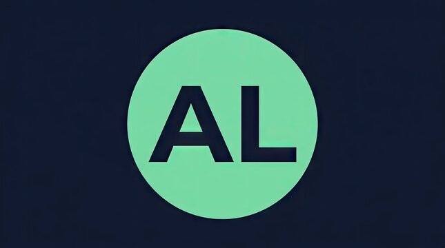Mint green AL circle logo on dark background.