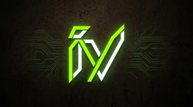 Neon green geometric letter N tech logo.