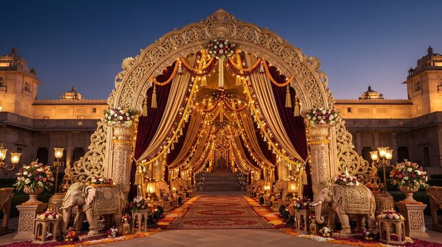 Royal elephant procession gate wedding entrance