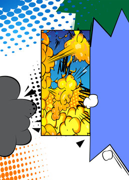 Modern creative pop art vibrant comic book style background. Cartoon effects explosion design.