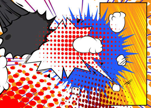 Modern creative pop art vibrant comic book style background. Cartoon effects explosion design.