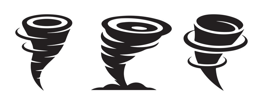 Tornado vector illustrations bundle displaying dramatic swirling cyclone vortex shapes for weather design.