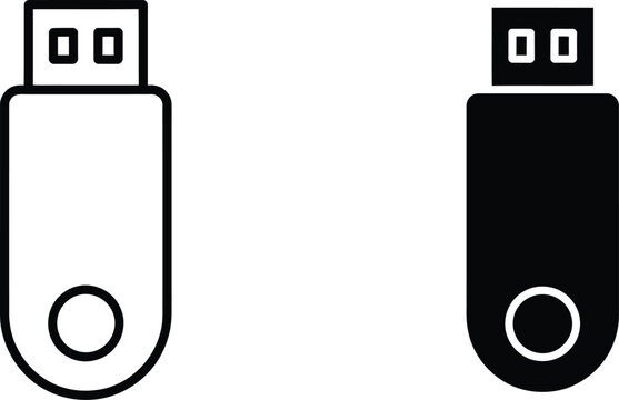 USB pendrive icon vector elements kit for data storage, file transfer, computer accessories, digital technology, memory devices, and vector illustration.
