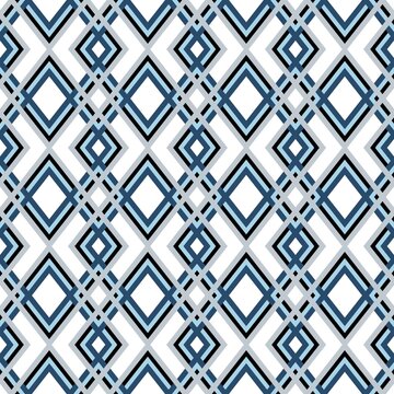 Seamless geometric diamond pattern in blue and white