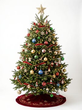 Decorated Christmas Tree with Gold Star Top