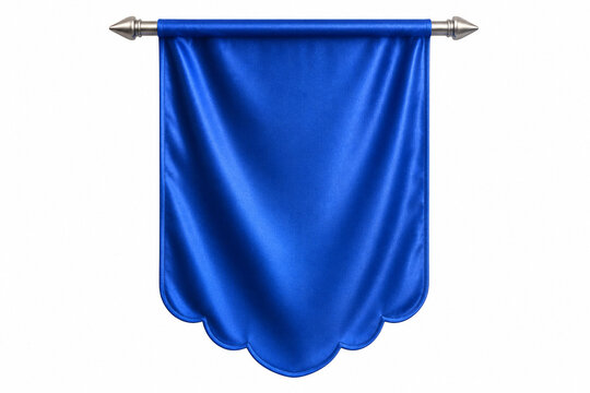 Royal Blue Satin Medieval Hanging Banner Flag with Scalloped Edge