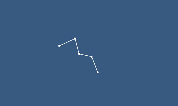 ネイビー色の背景に浮かぶカシオペア座の星座線のイラスト（白色）