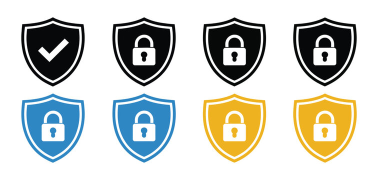 Security Shield, Padlock Design for Cybersecurity, Data Privacy, Antivirus Protection, Secure Websites, Mobile Apps, and Digital Safety