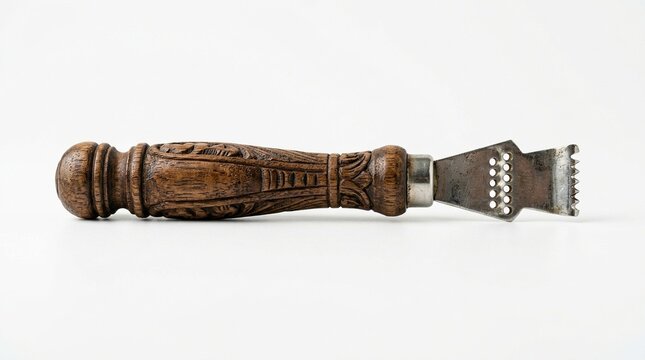 Antique carved wooden citrus zester tool