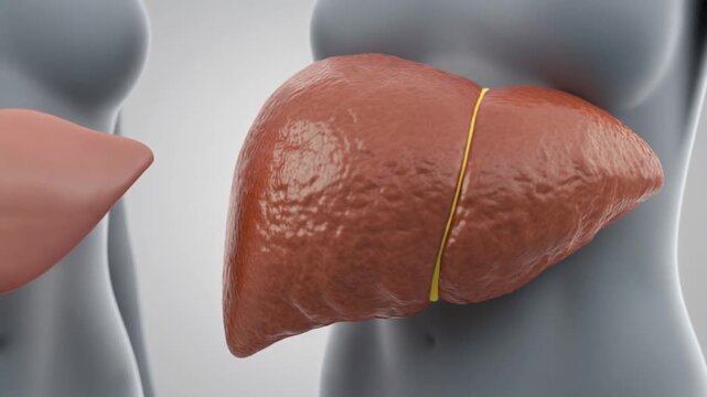 Stages of fatty liver disease shown in 3d anatomical model