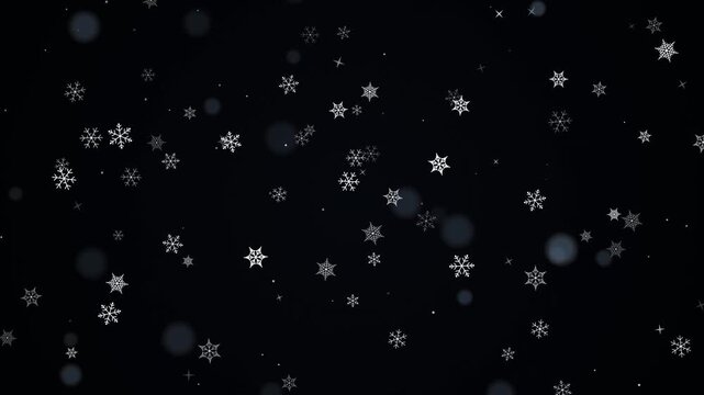 Falling snowflakes animation with soft bokeh particles