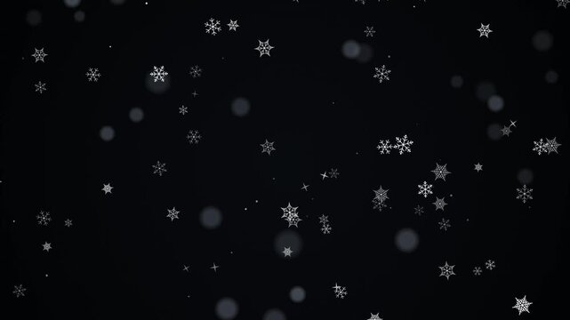 Falling white snowflakes animation for winter background