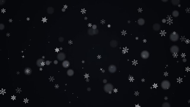 Falling snowflakes animation with soft bokeh particles