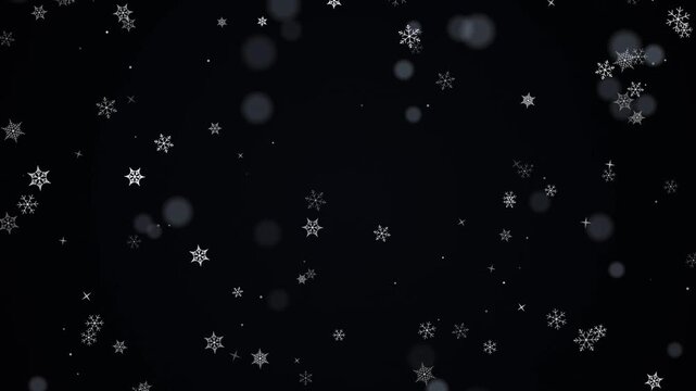 Falling snowflakes animation with soft bokeh particles