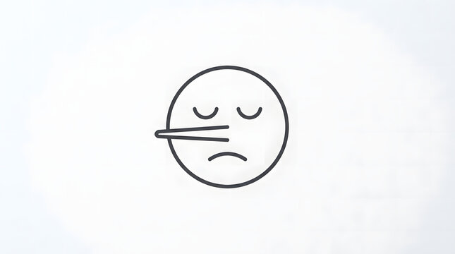 Unwell Face Illustration with Thermometer Expressing Illness