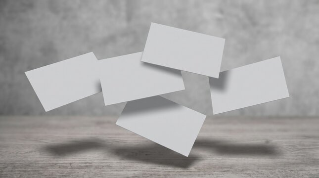 Floating blank business cards mockup for professional corporate branding presentation