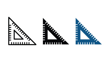 Fototapeta premium Set of three triangular ruler icons for mathematical geometry and technical drawing projects