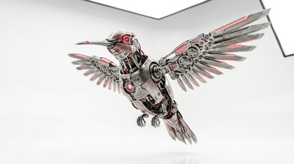 Naklejka premium Mechanical Hummingbird Sculpture