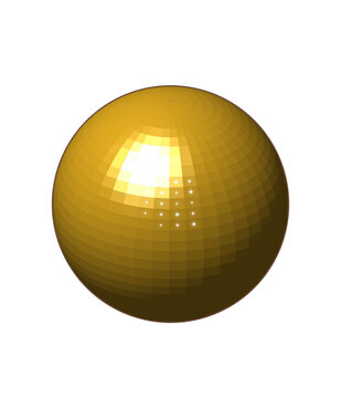 Shimmering Golden Disco Ball Mirror Sphere with Reflective Surface Isolated on White Background for Party and Nightlife Design