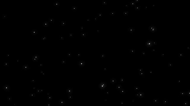 Space and stars, imitation. Twinkling of pointed stars. Smooth rotation. Subtle white stars twinkle and shimmer against a deep black night sky background loop. animation of twinkling stars. 