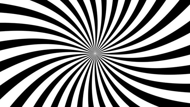 Abstract sunburst pattern with grey and white radial rays background. Stripes rotating. Looped animation 4k. Hypnotic black and white radial sunburst animation background. vintage backdrop for comic.