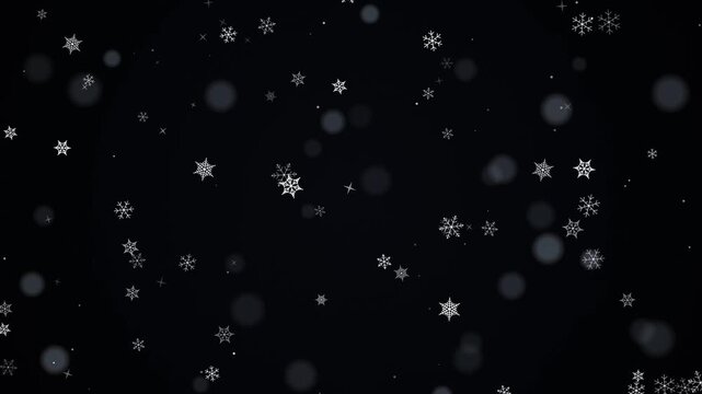 Falling snowflake particles overlay on dark background