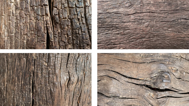 Dark weathered wood texture with cracks and natural grain