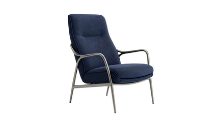 Obraz premium Modern navy blue velvet armchair as transparent object