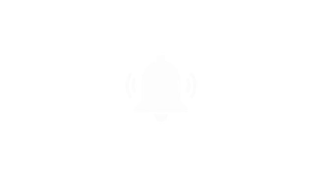 Animated notification bell icon with ringing motion lines and subtle pulsing effect on white background