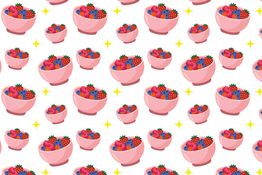 Seamless Strawberry Jam in Bowl with white Background