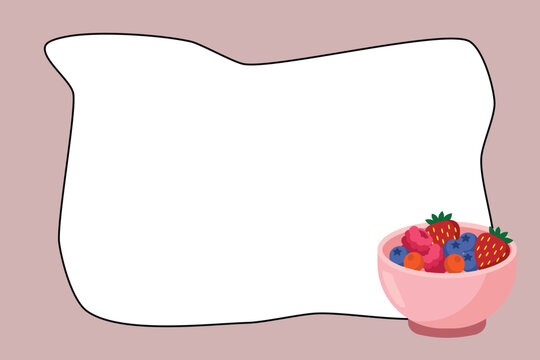 Fresh Strawberry Mix in Bowl Food Illustration in Copy Space Area