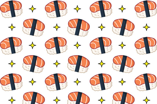 Seamless Colorful Sushi Pattern for Japanese Food Design