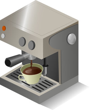 Isometric Illustration Coffee Equipment and Brewing Elements