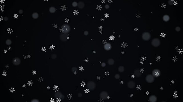 Falling snowflakes animation with soft bokeh particles