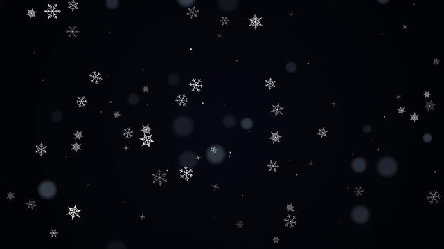 Falling snowflakes animation with soft bokeh effect